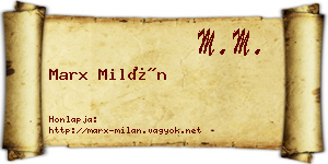 Marx Milán névjegykártya